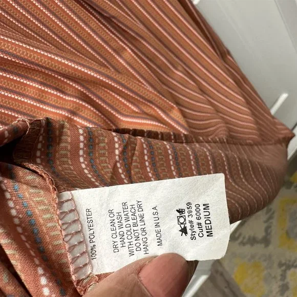 Entro Mini Dress Medium Oversized Orange Brown Flowy Boxy Pockets Popover - Picture 7 of 8